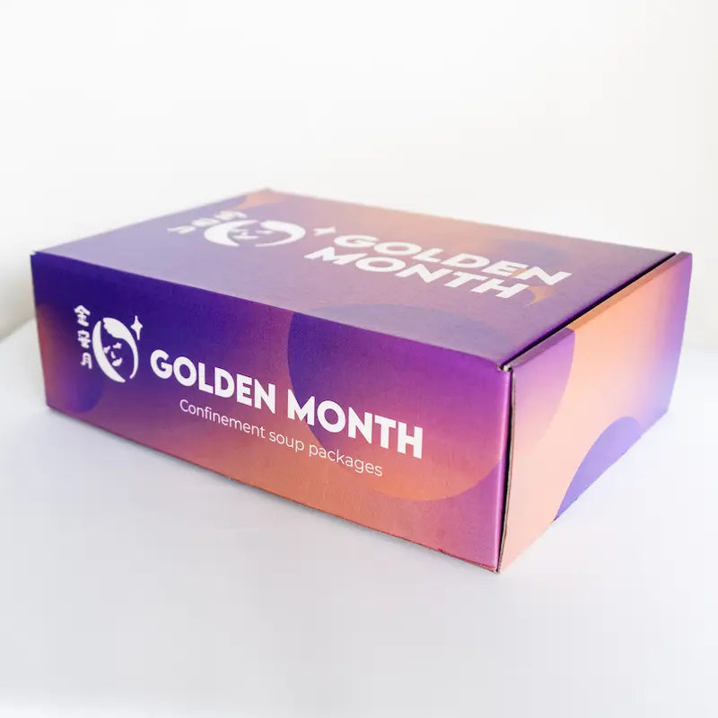Box with 'Golden Month' branding on a white background