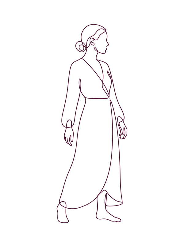 Line drawing of a mother standing, with points to tap on the body